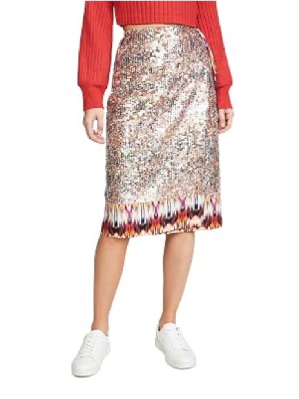 Le Superbe Sequin Wrap Skirt | Multicolor Ikat | Statement Party Skirt | Size 10